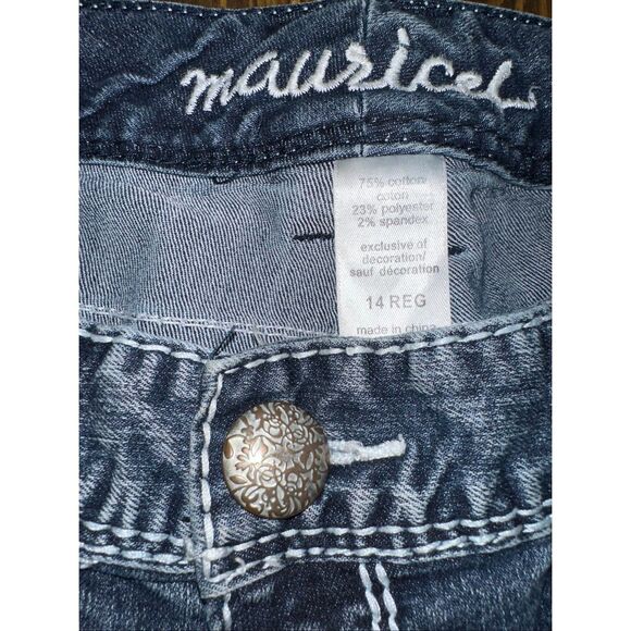 Maurices Womens Bootcut Jeans 14 medium Wash Heavy Stitch Stretch - Picture 7 of 9